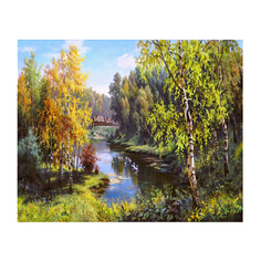 Картина по номерам Molly 40х50 см Прищепа. Гуси в деревне