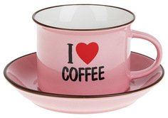 Чашка с блюдцем 175 мл Hoff I love coffee