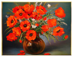 Алмазная мозаика "Маки в вазе", 17 цветов MILATO