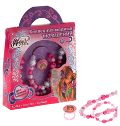 Набор детский: бусы, браслет, кольцо "Красотка", Феи Винкс: Флора, 12,5 х 13 см Winx