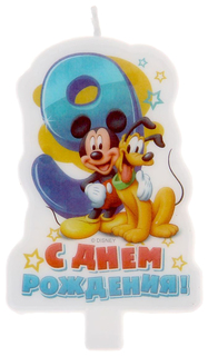 Свеча в торт Дисней "С днем рождения" цифра 9 Микки Маус Disney