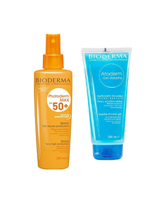 Подарочный набор Bioderma Photoderm Max Спрей SPF 50+ и Атодерм гель для душа