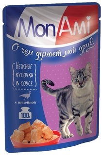 Влажный корм для кошек MonAmi, индейка, 24шт, 100г
