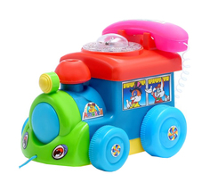 Каталка на веревочке "Паровозик с телефоном" Крошка Я