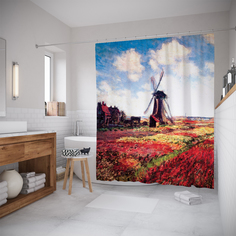Шторы для ванной JoyArty «Поля тюльпанов в Голандии» 180x200 см