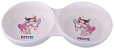 Двойная миска для кошек DEZZIE, пластик, белый, 2 шт по 0.15 л