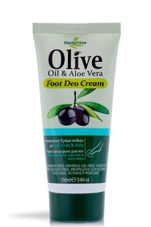 Крем-дезодорант для ног с алоэ вера Herbolive Olive Oil&Aloe Vera Foot Deo Cream