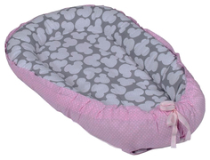 Бортик-кокон Гнездышко, 75*45, бязь премиум (Серо-розовый) Alis