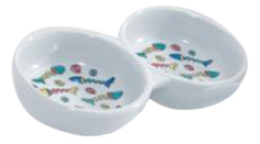Двойная миска для кошек Beeztees, керамика, белый, 2 шт по 0.1 л