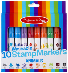 Набор фломастеров-штампов Melissa & Doug Животные, 10 шт