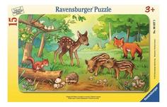 Пазл ravensburger в рамке «детеныши животных в лесу» 15 элем.