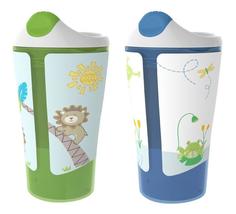 Поильник born free grow with me с твердым носиком (2 шт), синий/зеленый, 295 мл