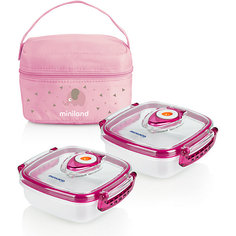 Термосумка Miniland Pack-2-Go HermifFresh с вакуумными контейнерами, розовая