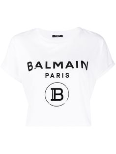 Balmain укороченная футболка с логотипом