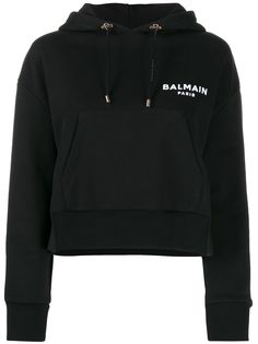 Balmain укороченное худи с логотипом