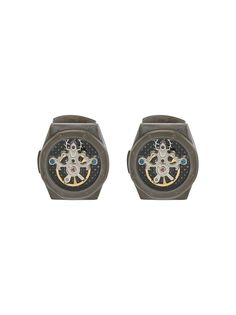 Tateossian запонки Ottagono Skull Tourbillon