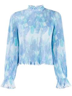 GANNI pleated floral blouse