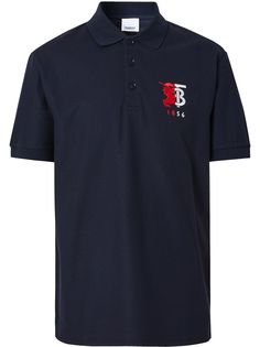 Burberry рубашка-поло с контрастным логотипом