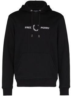 Fred Perry logo embroidered hooded sweatshirt