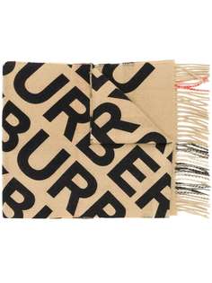 Burberry кашемировый шарф в клетку с логотипом