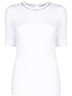 Brunello Cucinelli топ с короткими рукавами и вышивкой бисером