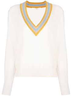 Veronica Beard Jessel striped-neck jumper