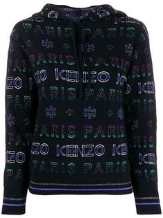 Kenzo metallized logo-pattern hoodie