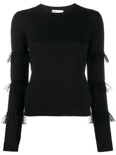 Red Valentino трикотажный топ со вставкой из тюля