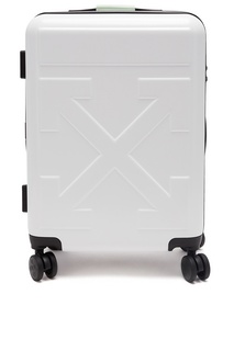 Белый чемодан на колесиках Off White
