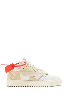 Бежевые кожаные кроссовки Off White