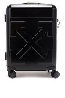 Черный чемодан с телескопической ручкой Off White