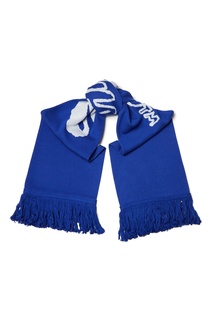 Синий шарф с белым волнистым узором Off White