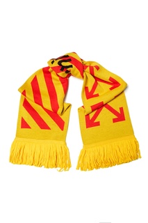 Красно-желтый шарф с логотипом Off White