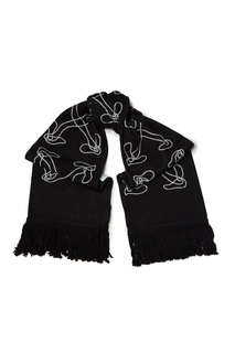 Черный шарф с белыми логотипами Off White