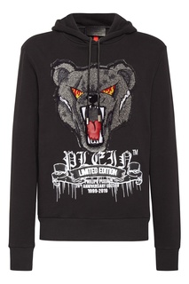 Черное худи с медведем Philipp Plein