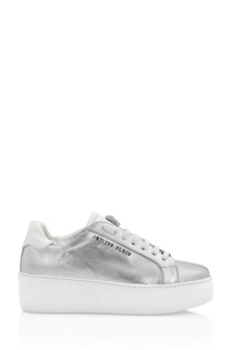 Серебряные кеды на толстой подошве Philipp Plein