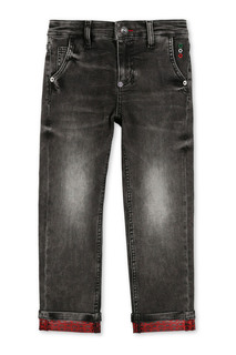 Серые джинсы с контрастными отворотами Philipp Plein Kids