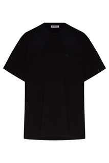 Черная футболка оверсайз с вышитым логотипом Balenciaga