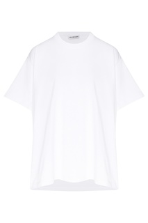 Белая футболка оверсайз с вышитым логотипом Balenciaga