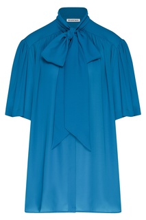 Синяя блуза с коротким рукавом Balenciaga