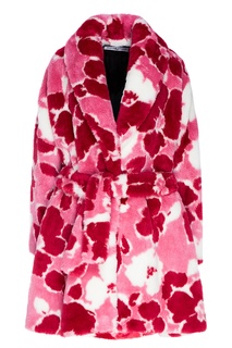 Пальто из искусственного меха с цветочным принтом Balenciaga