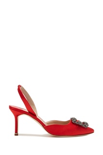 Красные атласные слингбэки Hangisli 70 Manolo Blahnik