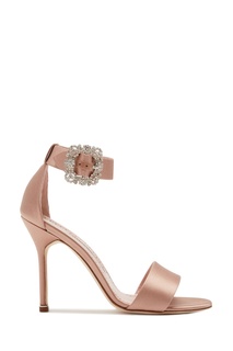 Нюдовые атласные босоножки Sanghal 105 Manolo Blahnik