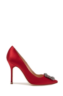 Темно-красные атласные туфли Hangisi 105 Manolo Blahnik