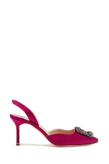 Атласные слингбэки цвета фуксии Hangisli 70 Manolo Blahnik