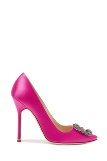 Атласные туфли цвета фуксии Hangisi 115 Manolo Blahnik