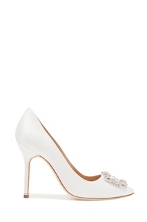 Белые атласные туфли Hangisi 105 Manolo Blahnik