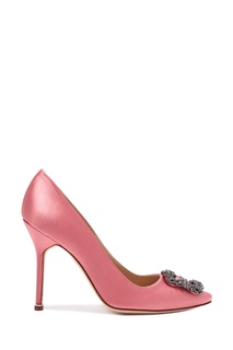 Розовые атласные туфли Hangisi 105 Manolo Blahnik