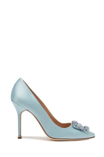 Бирюзовые атласные туфли Hangisi 105 Manolo Blahnik
