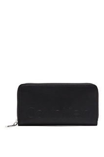 Черный кошелек с тиснением Calvin Klein